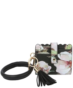 Flower Print Ring Handcuff Card Holder Wallet C01FL MULTI2